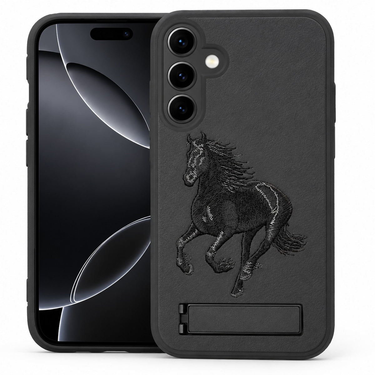 Horse Design with Stand Case for Samsung Galaxy S24 FE - Black