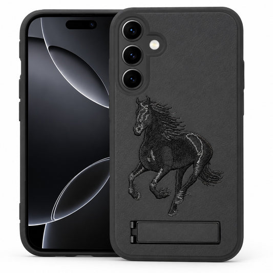 Horse Design with Stand Case for Samsung Galaxy S24 FE - Black