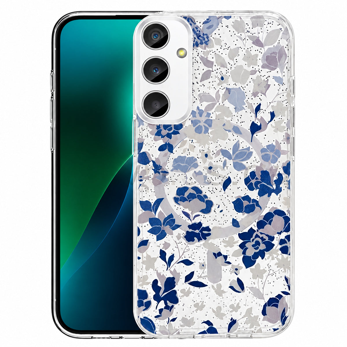 MagSafe Floral Phone Case for Samsung Galaxy S26 FE - Blue Flowerbed