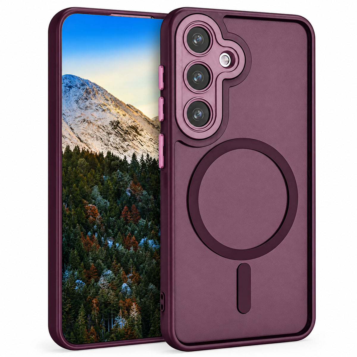 Matt Rubberized Magsafe Case for Samsung Galaxy S25 FE - Deep Purple