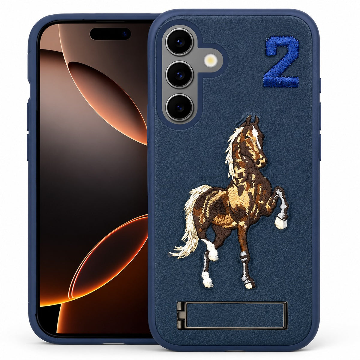 Horse Design with Stand Case for Samsung Galaxy S24 FE - Blue