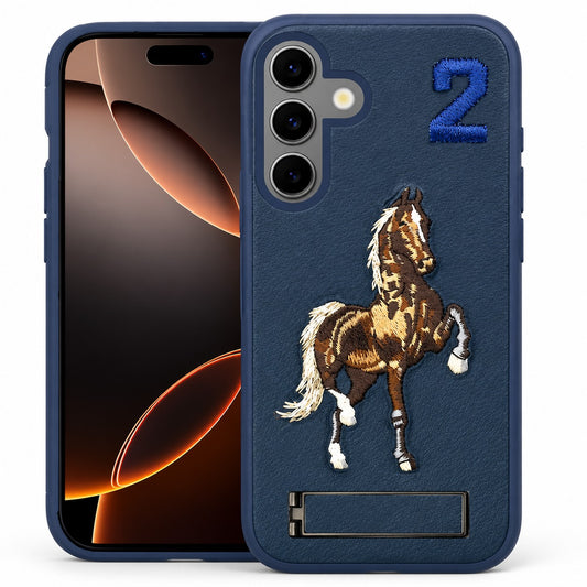 Horse Design with Stand Case for Samsung Galaxy S24 FE - Blue