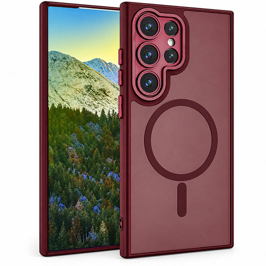 Matt Rubberized MagSafe Case for Samsung Galaxy S26 Ultra - Wine