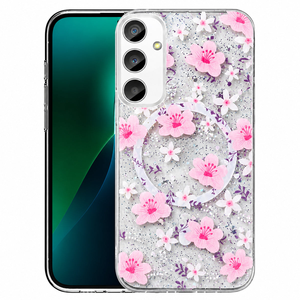 MagSafe Floral Phone Case for Samsung Galaxy S26 FE - Pink Flowerbed