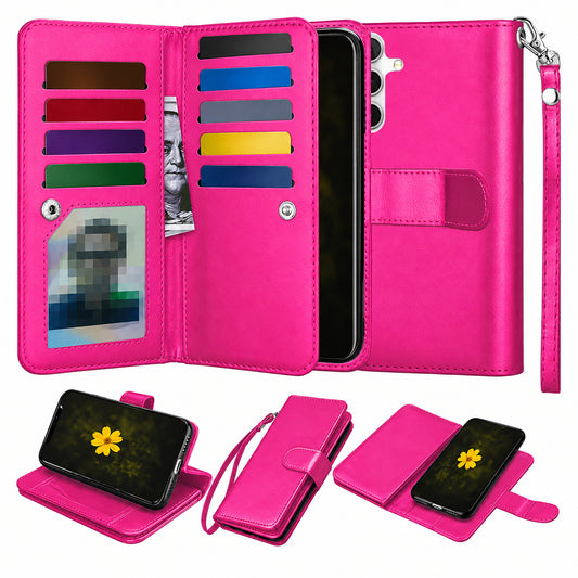 Bifold 9 Card Detachable Wallet Samsung Galaxy S26 Plus - Hot Pink