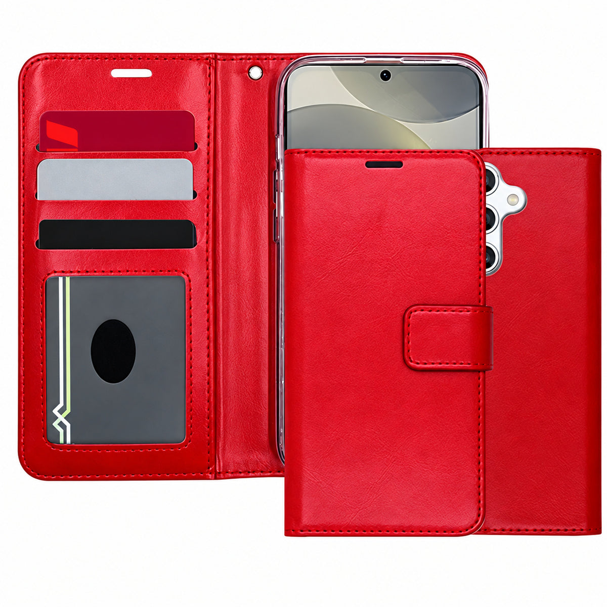 Photo ID Wallet for Samsung Galaxy S25 Plus - Red