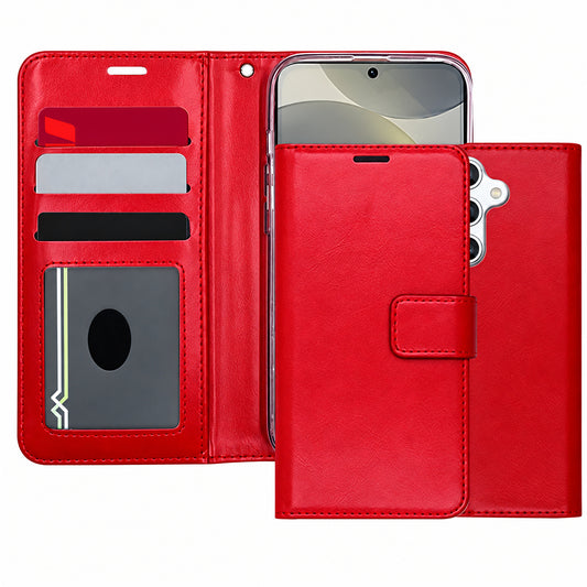 Photo ID Wallet for Samsung Galaxy S25 Plus - Red