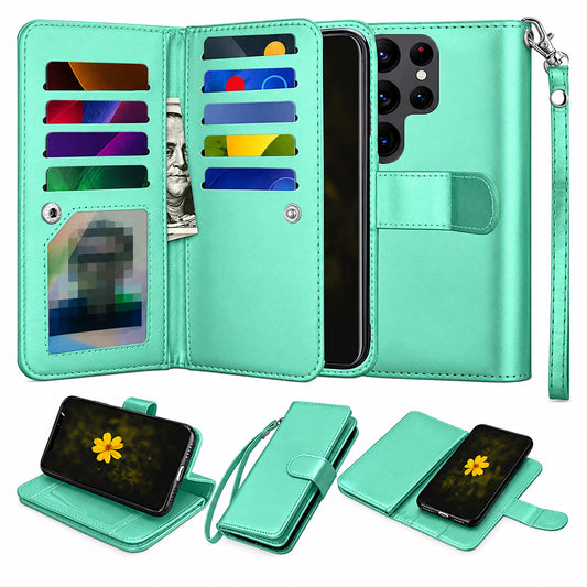 Bifold 9 Card Detachable Wallet for Samsung Galaxy S26 Ultra - Teal