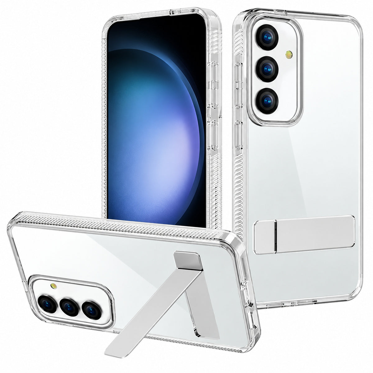 3-Angle Metal Stand Case for Samsung Galaxy A56 - Clear