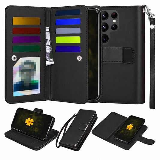 Bifold 9 Card detachable wallet for Samsung Galaxy S25 Ultra - Black