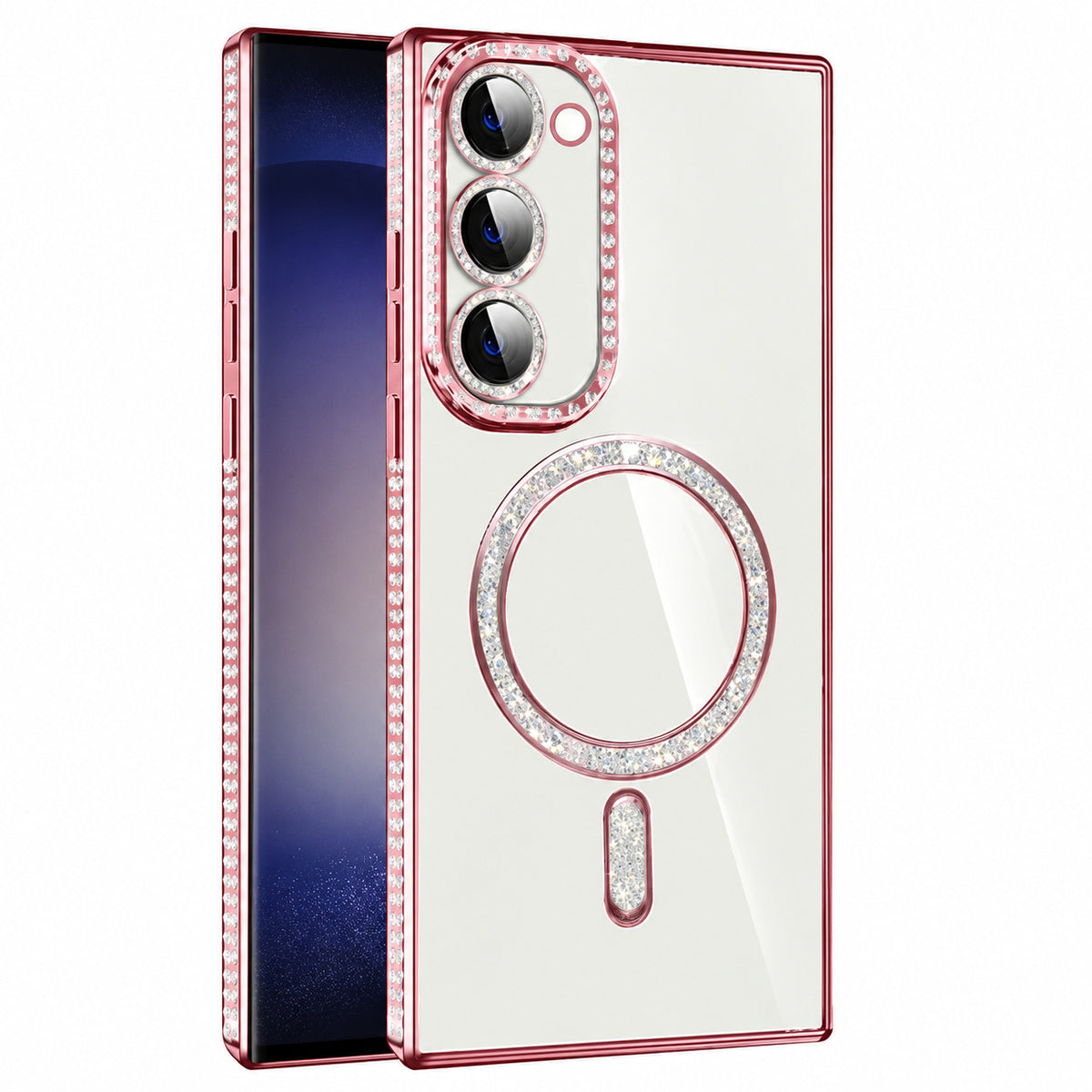 Glitter Electroplated Magsafe Case for Samsung Galaxy S23 - Rose Gold