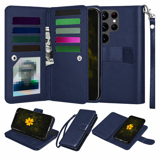 Bifold 9 Card detachable wallet for Samsung Galaxy S25 Ultra - Navy