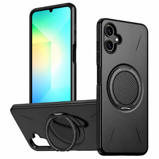 Black Samsung Galaxy A07 phone case, MagSafe Forge Ring Case design, ring design mobile phone cover