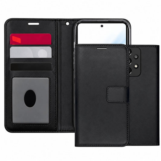 Black Samsung Galaxy A53 5G wallet phone case, Photo ID Wallet design, wallet-style mobile phone cover