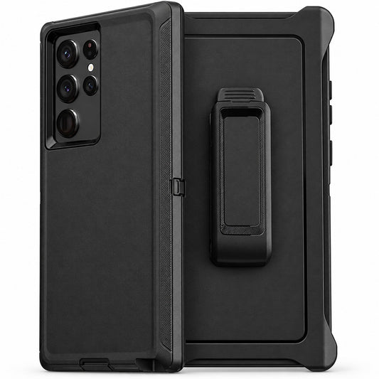 Triple Protection W/ Clip for Samsung Galaxy S23 Ultra - Black
