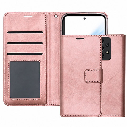 Rose Gold Samsung Galaxy A53 5G wallet phone case, Photo ID Wallet design, wallet-style mobile phone cover