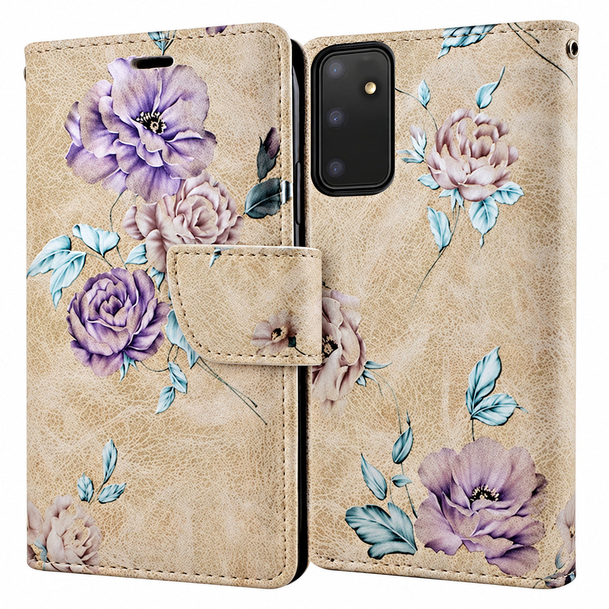 Floral Wallets for Samsung Galaxy A14 5G - Beige