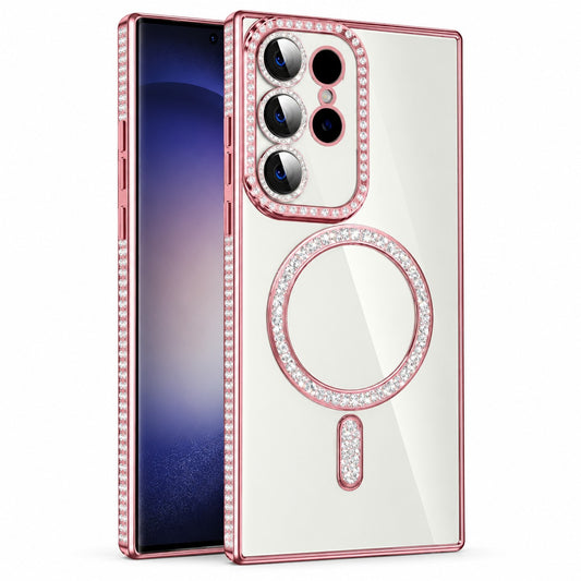 Glitter Electroplated MagSafe Case for Samsung Galaxy S24 Ultra - Rose Gold