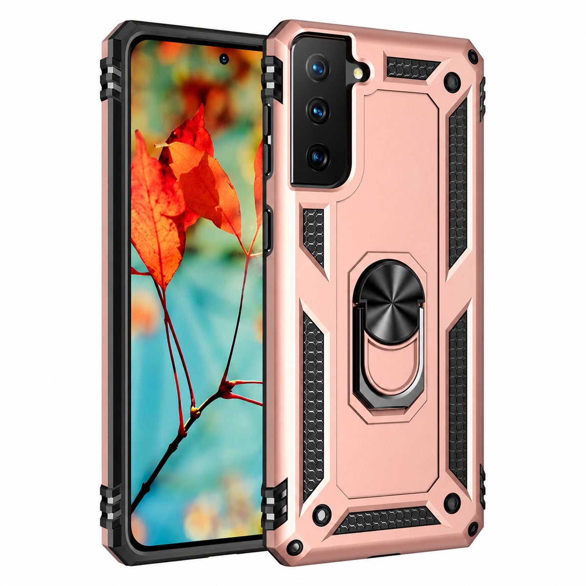 Anti-Drop Hybrid Case for Samsung Galaxy S21 FE - Rose Gold