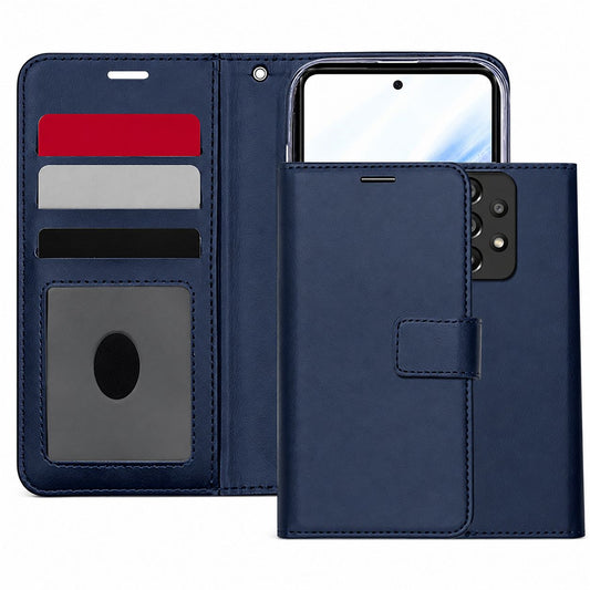Navy Samsung Galaxy A53 5G wallet phone case, Photo ID Wallet design, wallet-style mobile phone cover