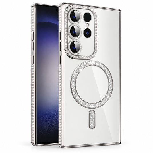 Glitter Electroplated MagSafe Case for Samsung Galaxy S24 Ultra - Silver
