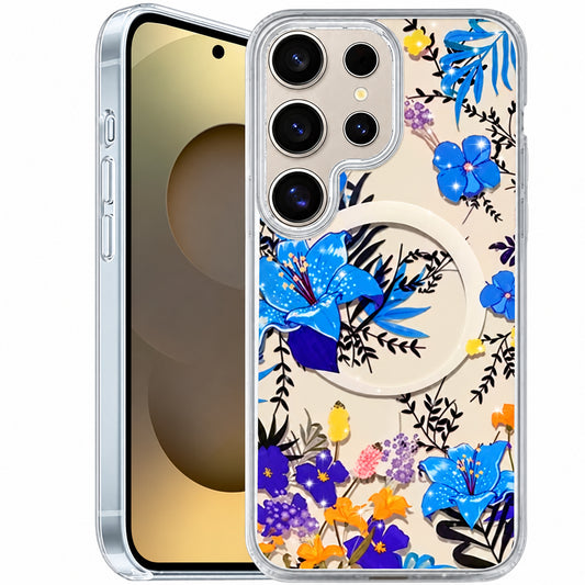 MagSafe Floret Case Samsung Galaxy S25 Ultra - Blue Flowers