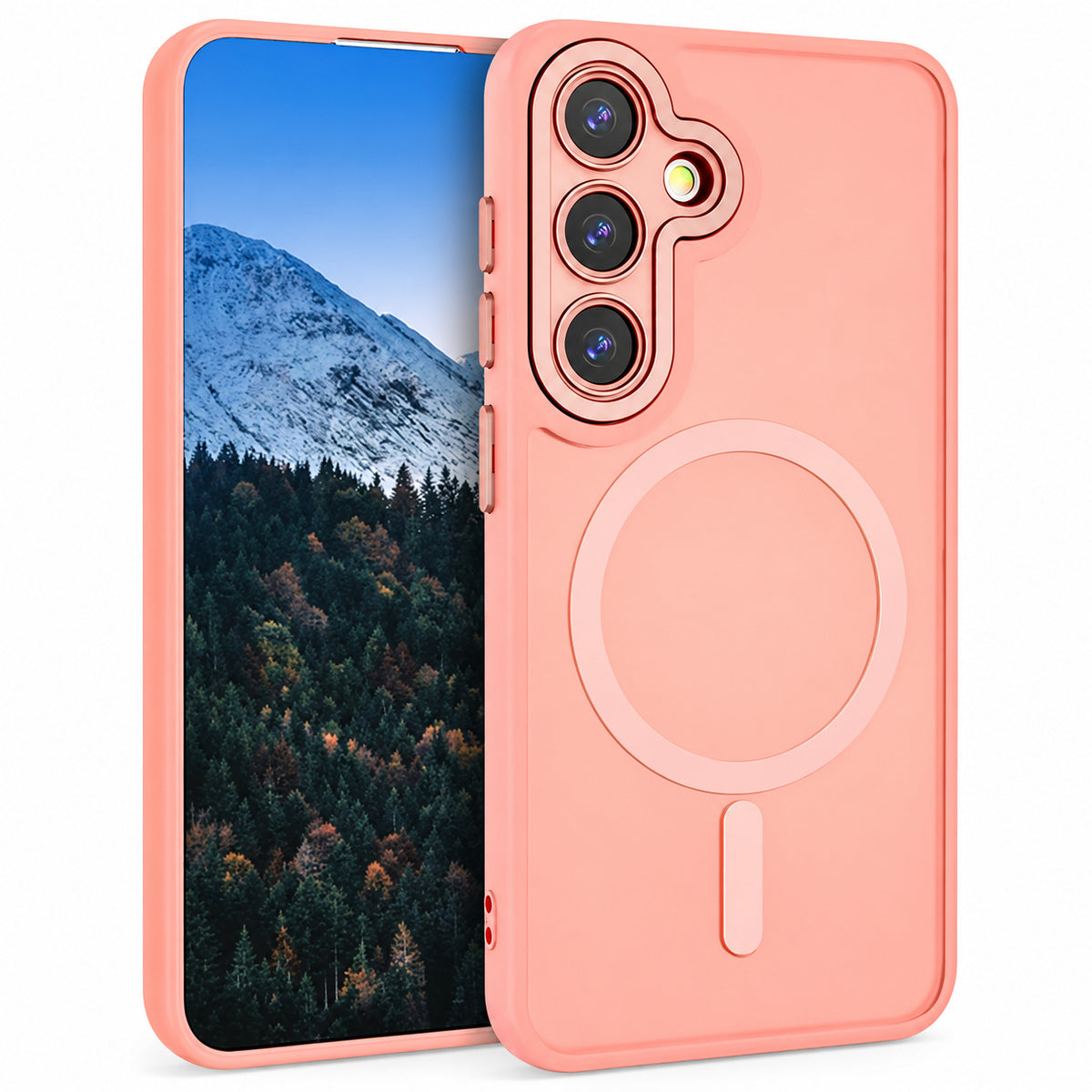 Matt Rubberized Magsafe Case for Samsung Galaxy S23 - Rose Gold