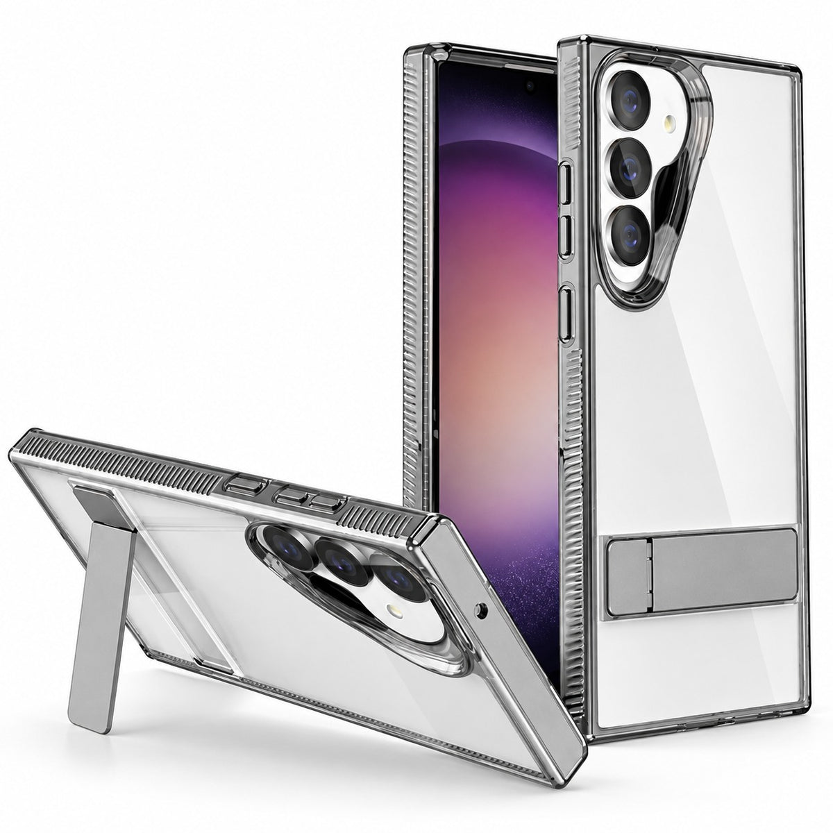 3-Angle Metal Stand Case for Samsung Galaxy S24 Plus - Black