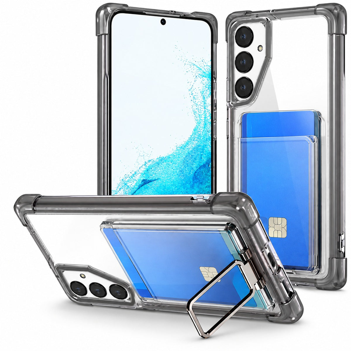 Edge Card Holder w Stand for Samsung Galaxy S24 Plus - Black