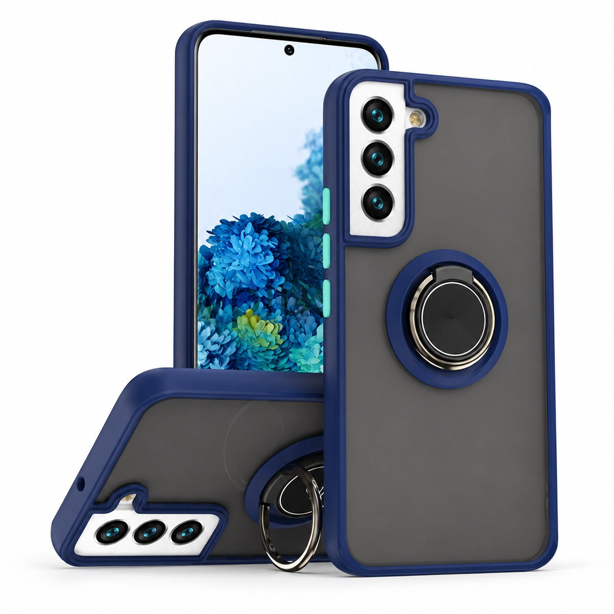 Rubberized Armor with Ring Case for Samsung Galaxy S22 Plus - Navy