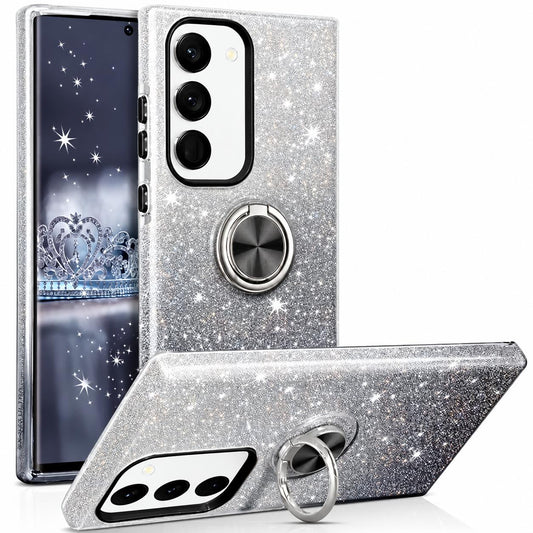 Black/Silver Samsung Galaxy A26 phone case, 3-in-1 Glitter with Ring Case design