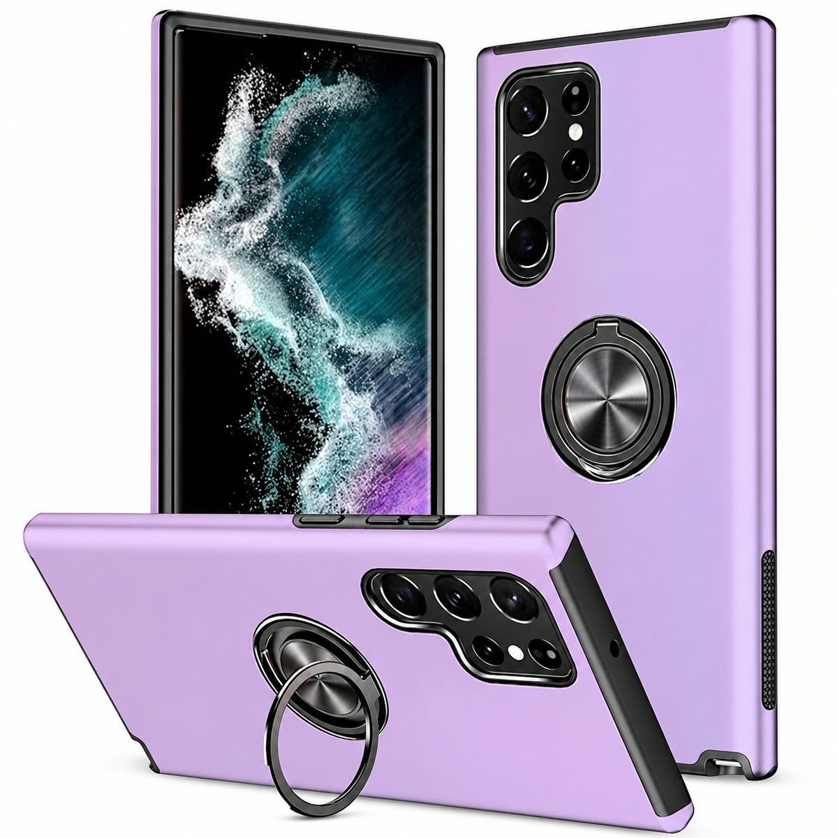 Swirl Invisible Ring Case for Samsung Galaxy S22 Ultra - Light Purple