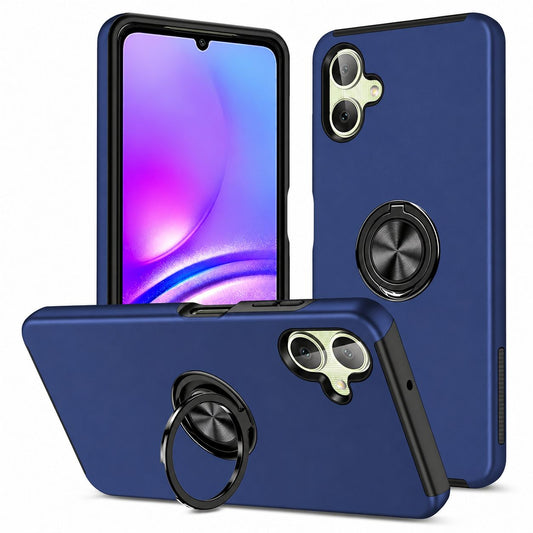 Navy Samsung Galaxy A07 phone case, Swirl Invisible Ring Case design, ring design mobile phone cover