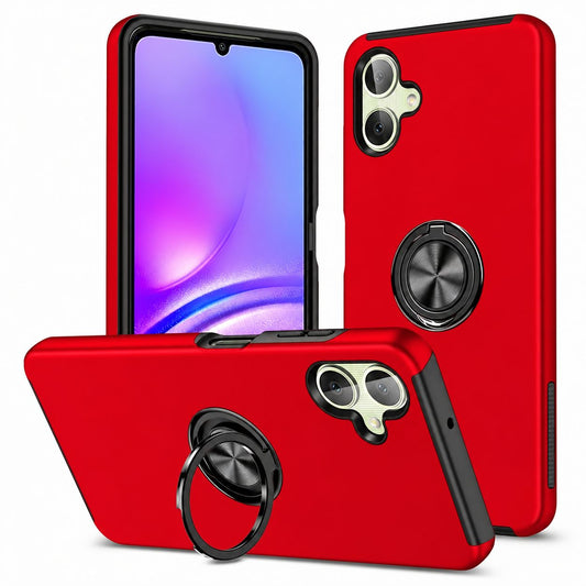 Red Samsung Galaxy A07 phone case, Swirl Invisible Ring Case design, ring design mobile phone cover