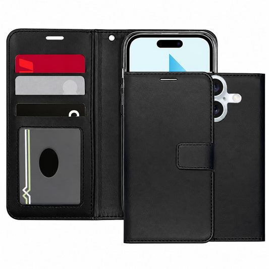 Black Samsung Galaxy A06 wallet phone case, Photo ID Wallet design, wallet-style mobile phone cover