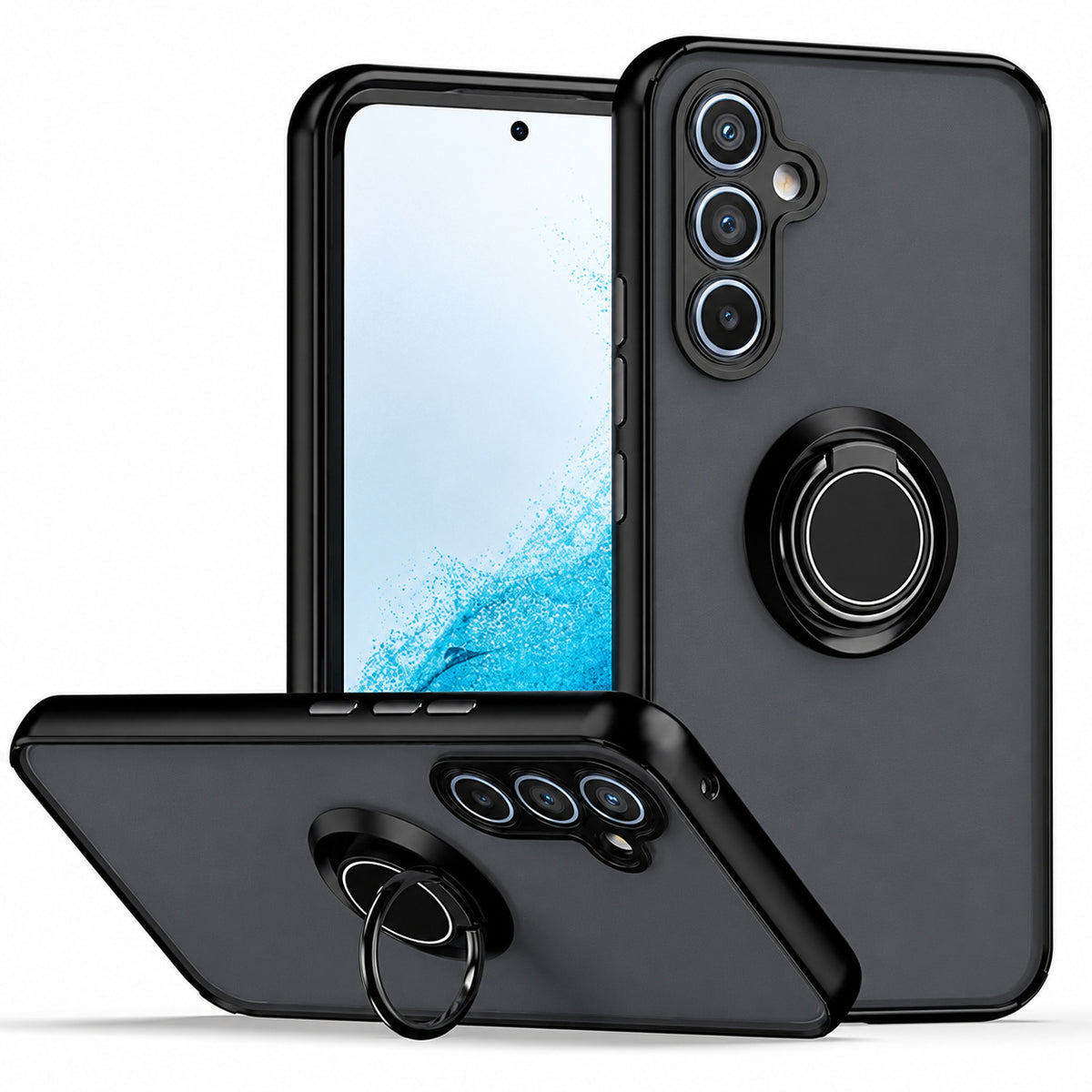 Rubberized Armor with Ring for Samsung Galaxy A35 5G - Black