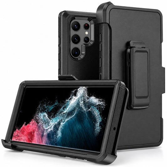 Triple Protection W/ Clip for Samsung Galaxy S24 Ultra - Black