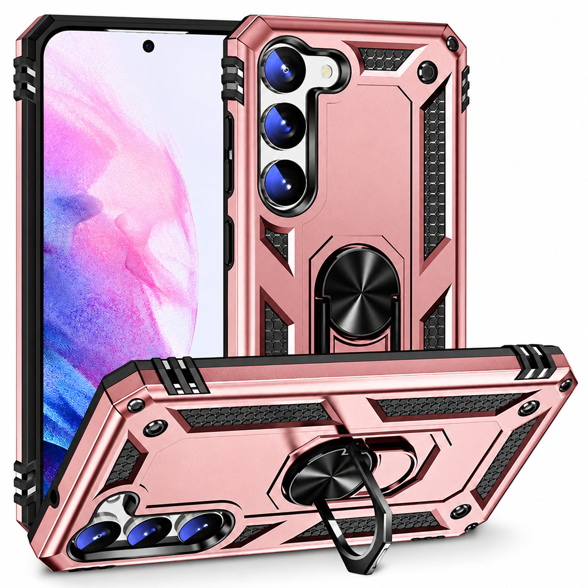 Anti-Drop Hybrid Case for Samsung Galaxy S23 - Rose Gold