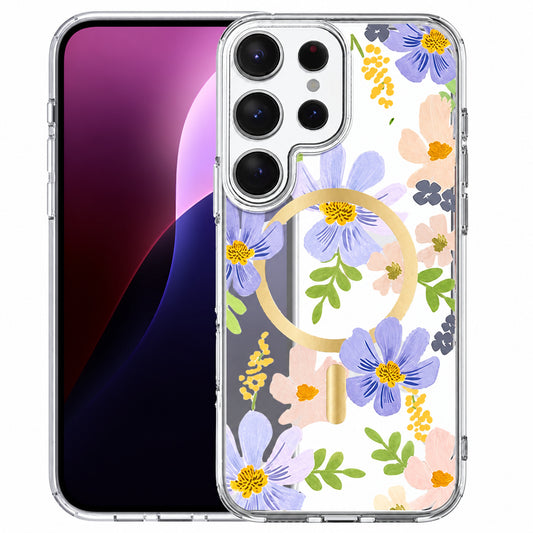 Magsafe Echo Design Case for Samsung Galaxy S25 Ultra - Light Purple Flower