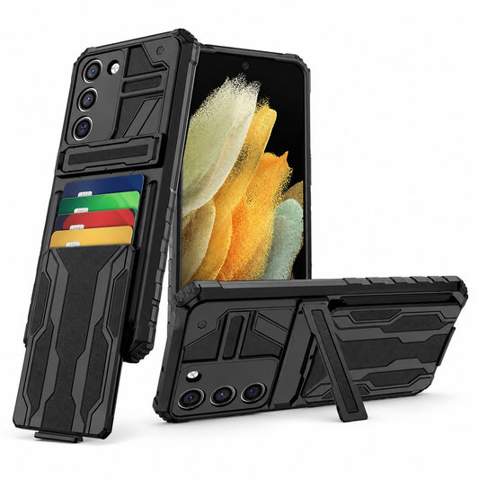 Rugged Stand with Detachable Wallet Case for Samsung Galaxy S22 Plus - Black