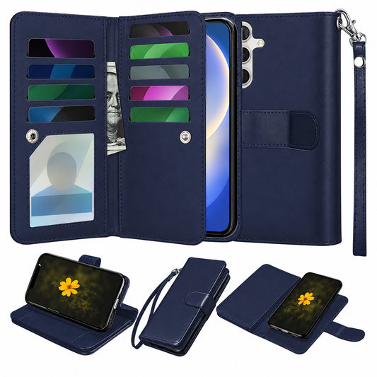 Bifold 9 Card detachable wallet for Samsung Galaxy A56 - Navy