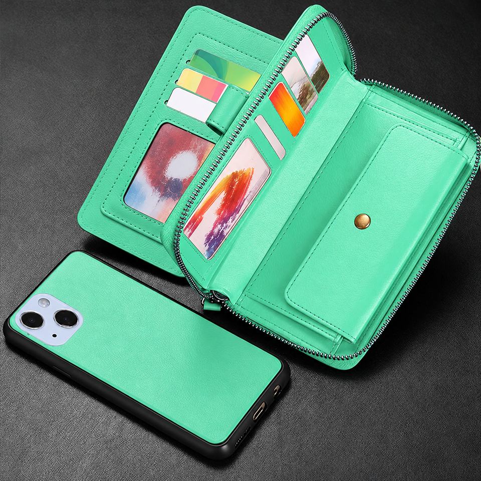 Zipper Wallet for Apple iPhone 13 Mini/12 Mini - Teal
