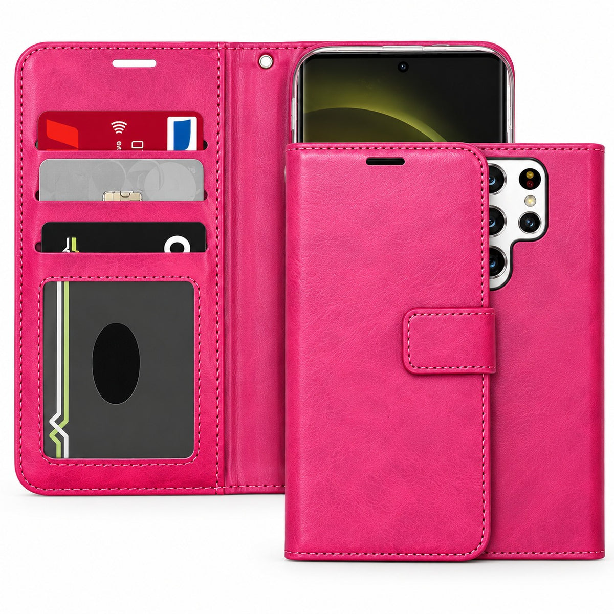 Photo ID Wallet for Samsung Galaxy S23 Ultra - Hot Pink