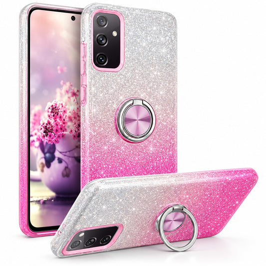 3-in-1 Glitter with Ring Case for Samsung Galaxy S24 FE - Pink / Silver