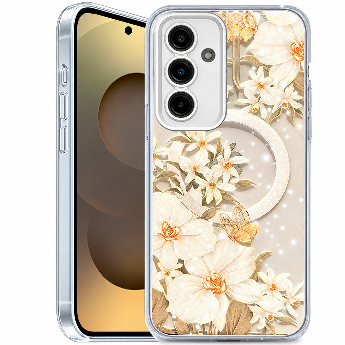 MagSafe Floret Case Samsung Galaxy S25 FE - White Flowers