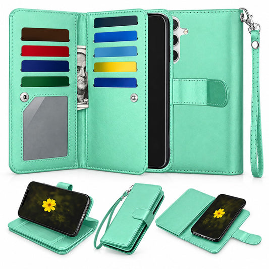 Bifold 9 Card detachable wallet for Samsung Galaxy S24 Plus - Teal