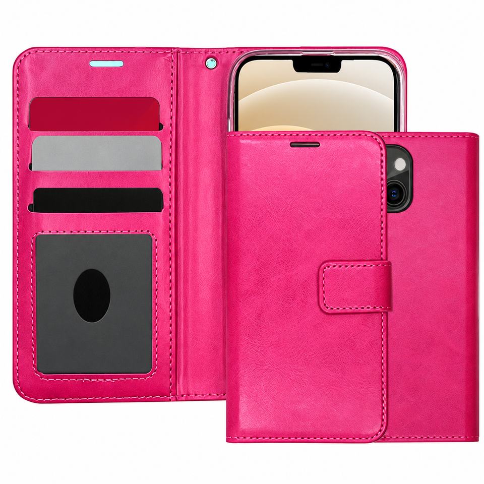 Photo ID Wallet for Apple iPhone 13 Mini/12 Mini - Hot Pink