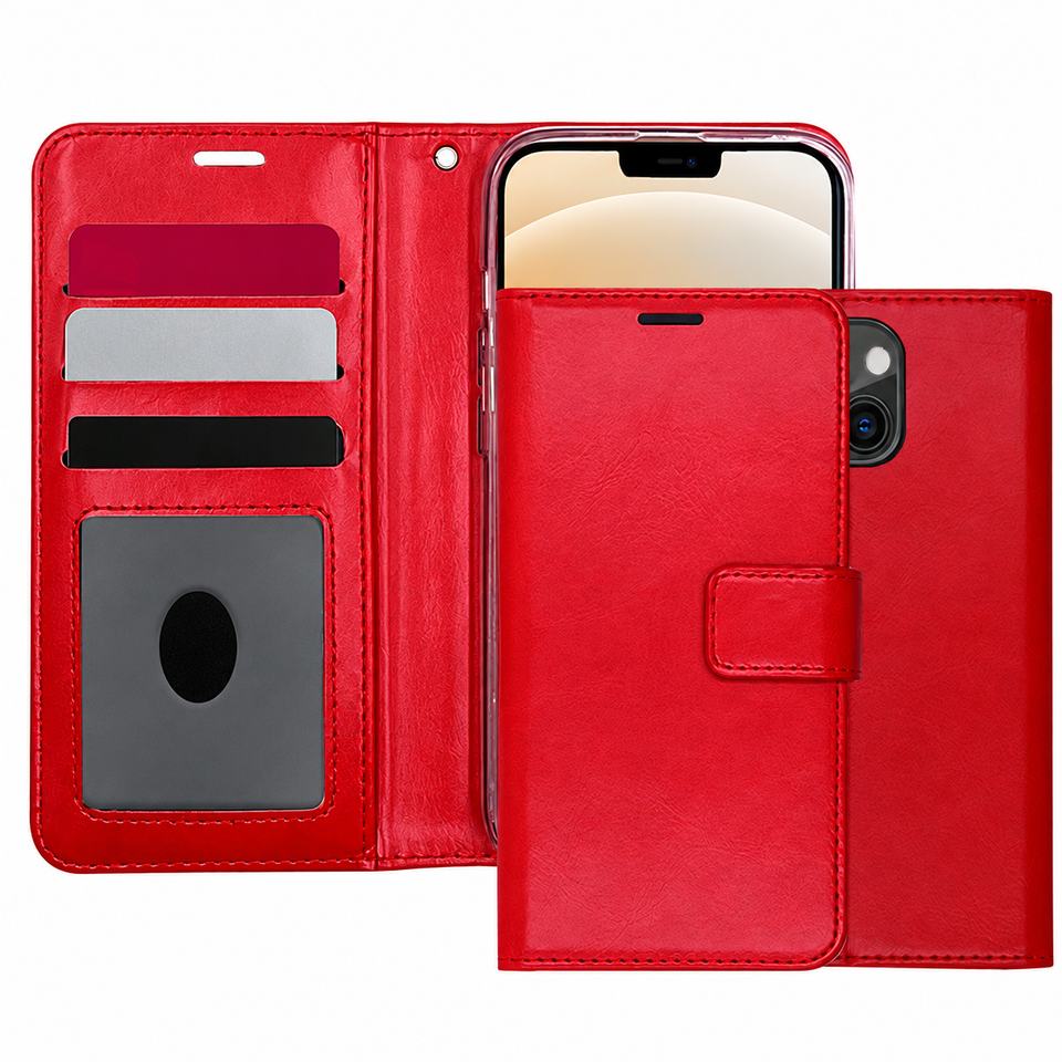 Photo ID Wallet for Apple iPhone 13 Mini/12 Mini - Red