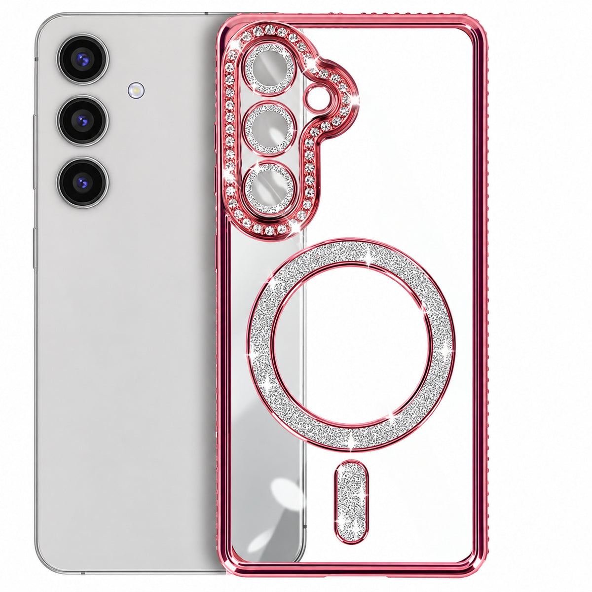 Glitter Electroplated MagSafe Case for Samsung Galaxy S25 Plus - Rose Gold
