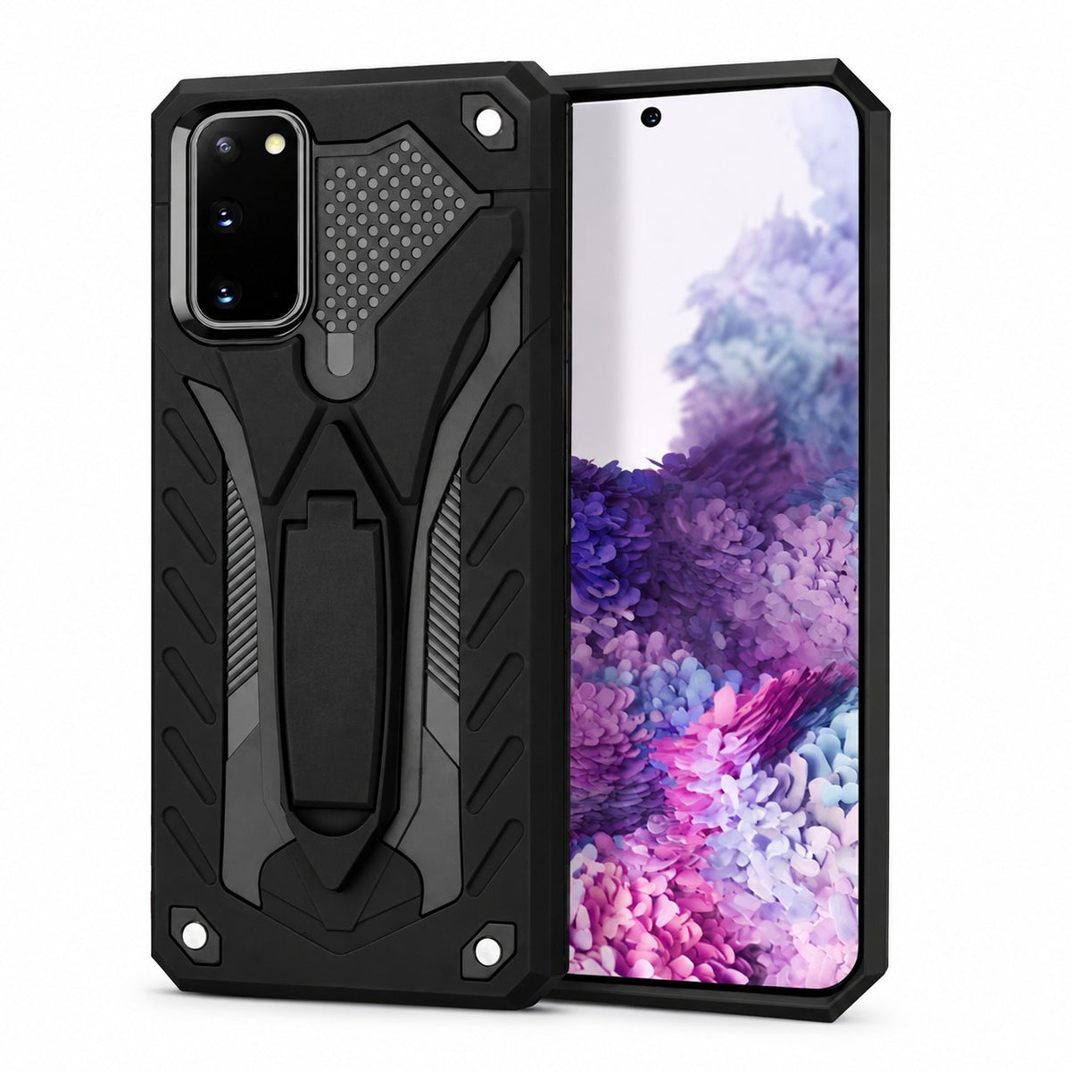 Rugged Defender with Stand Case for Samsung Galaxy S20 - Black